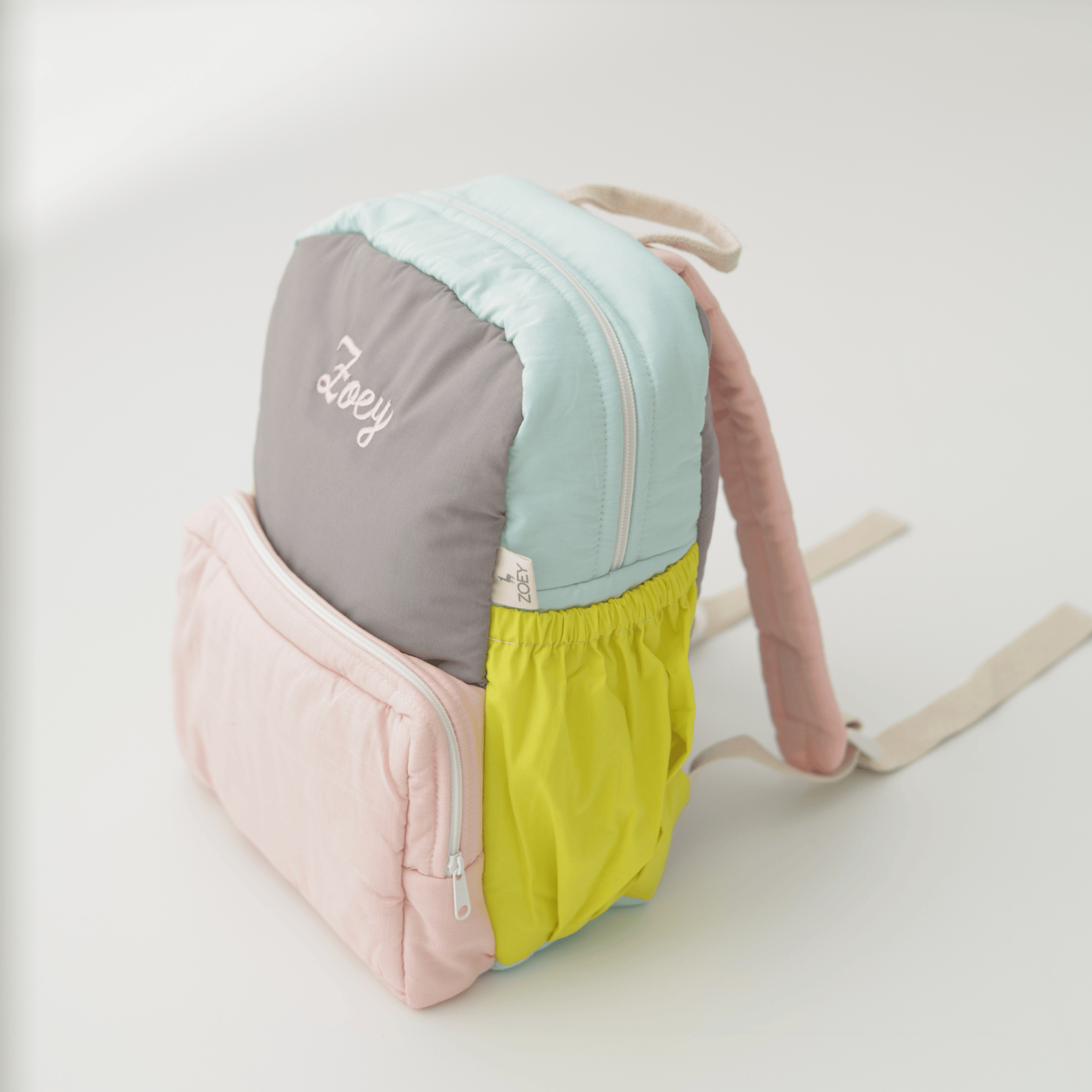Bright Blocks Personalised School Bag, Hand-Embroidered