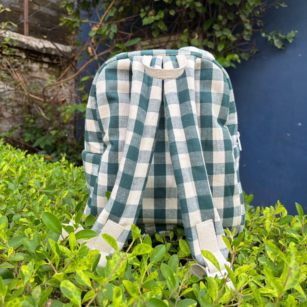 Checkaroo Personalised School Bag, Hand-Embroidered – Green