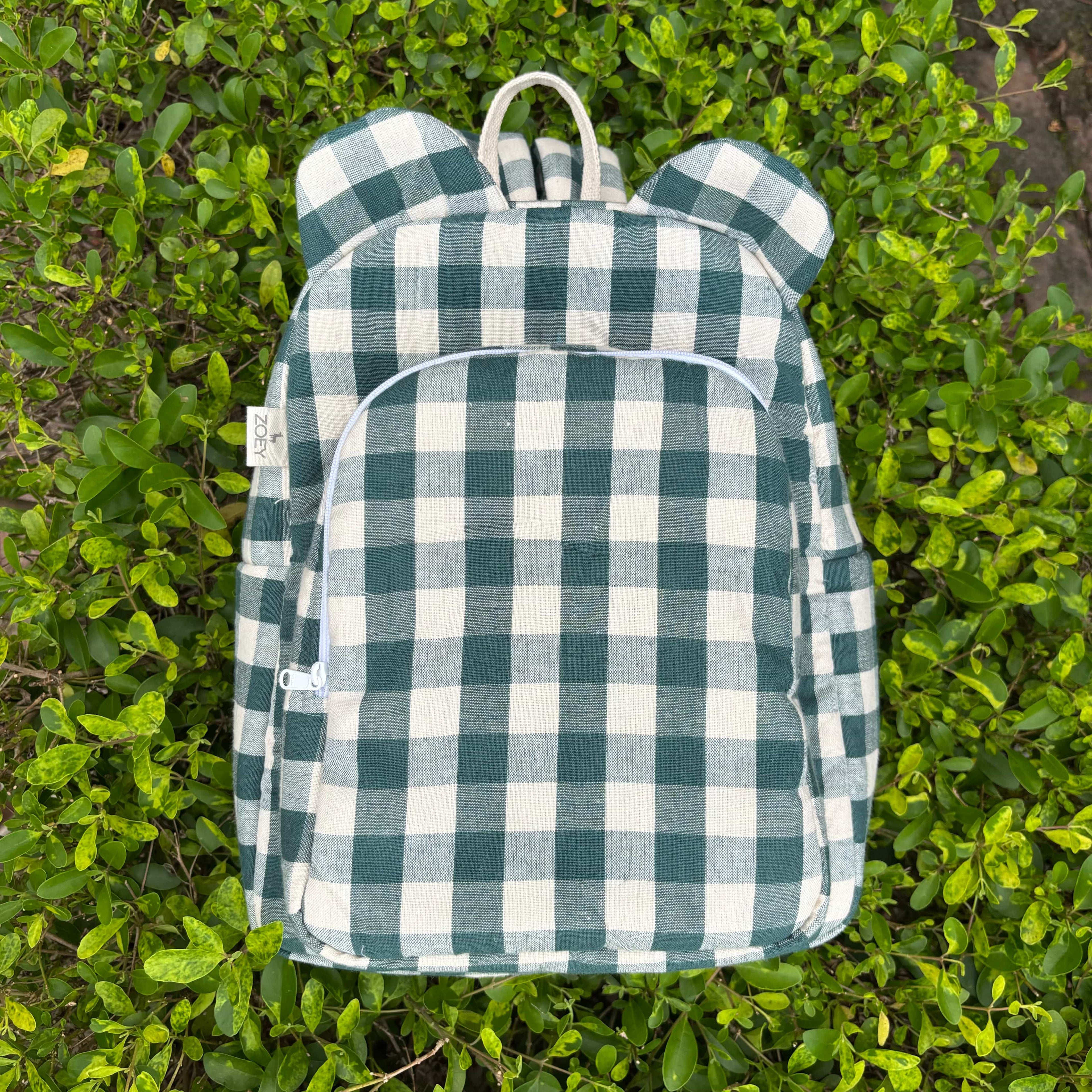 Checkaroo Personalised School Bag, Hand-Embroidered – Green