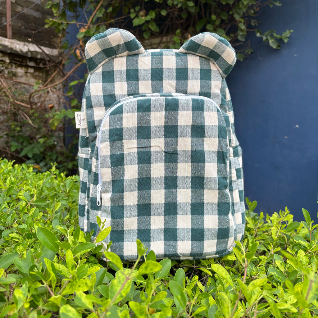 Checkaroo Personalised School Bag, Hand-Embroidered – Green