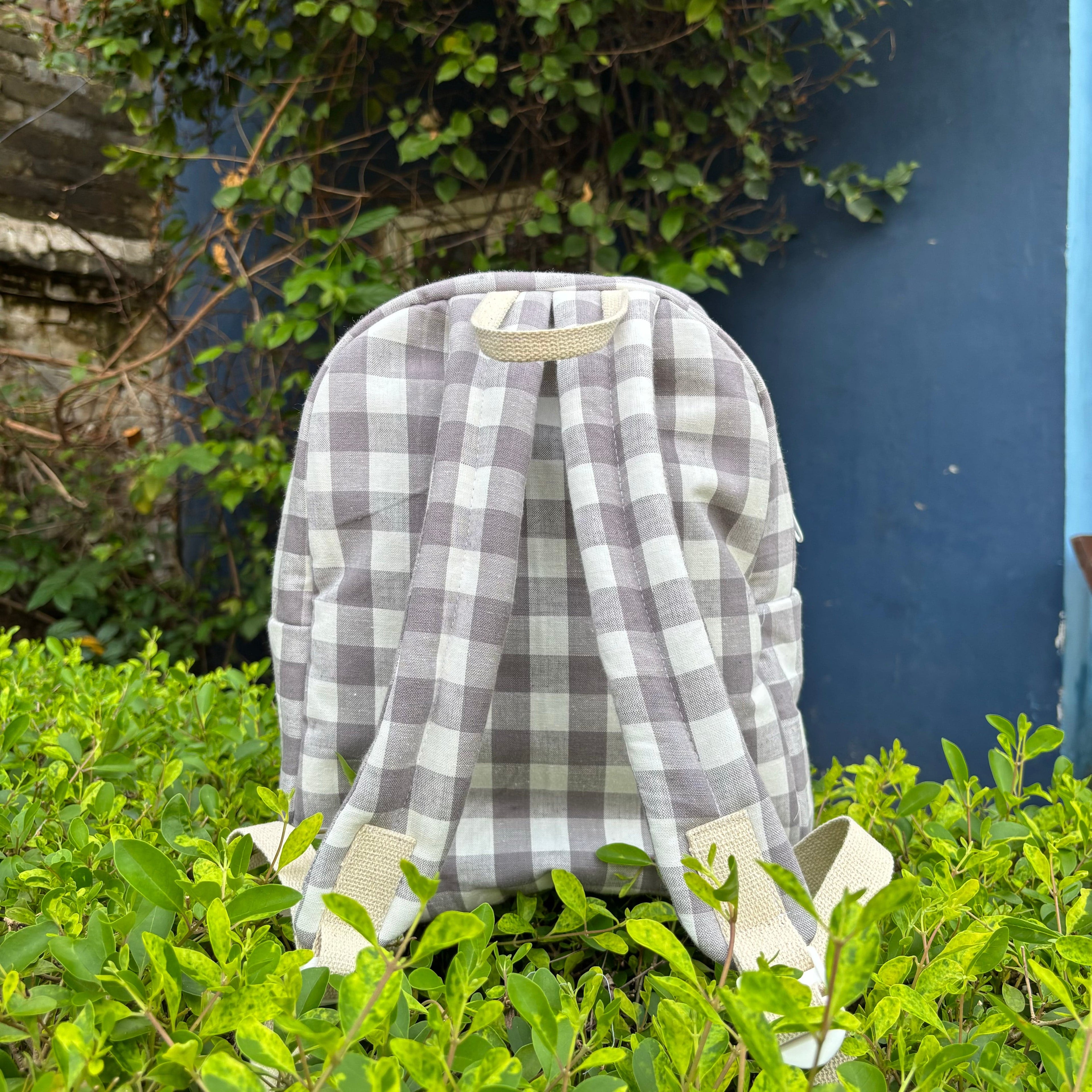 Checkaroo Personalised School Bag, Hand-Embroidered – Grey