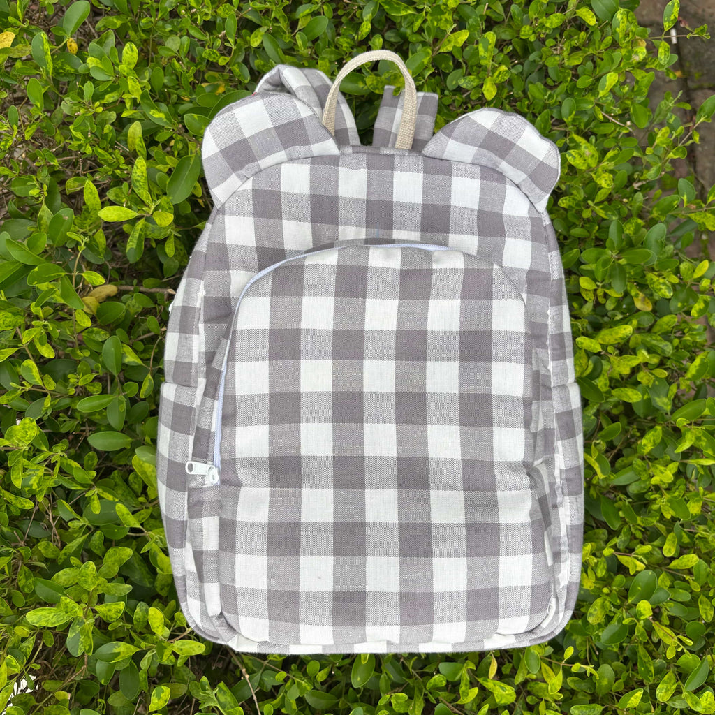 Checkaroo Personalised School Bag, Hand-Embroidered – Grey
