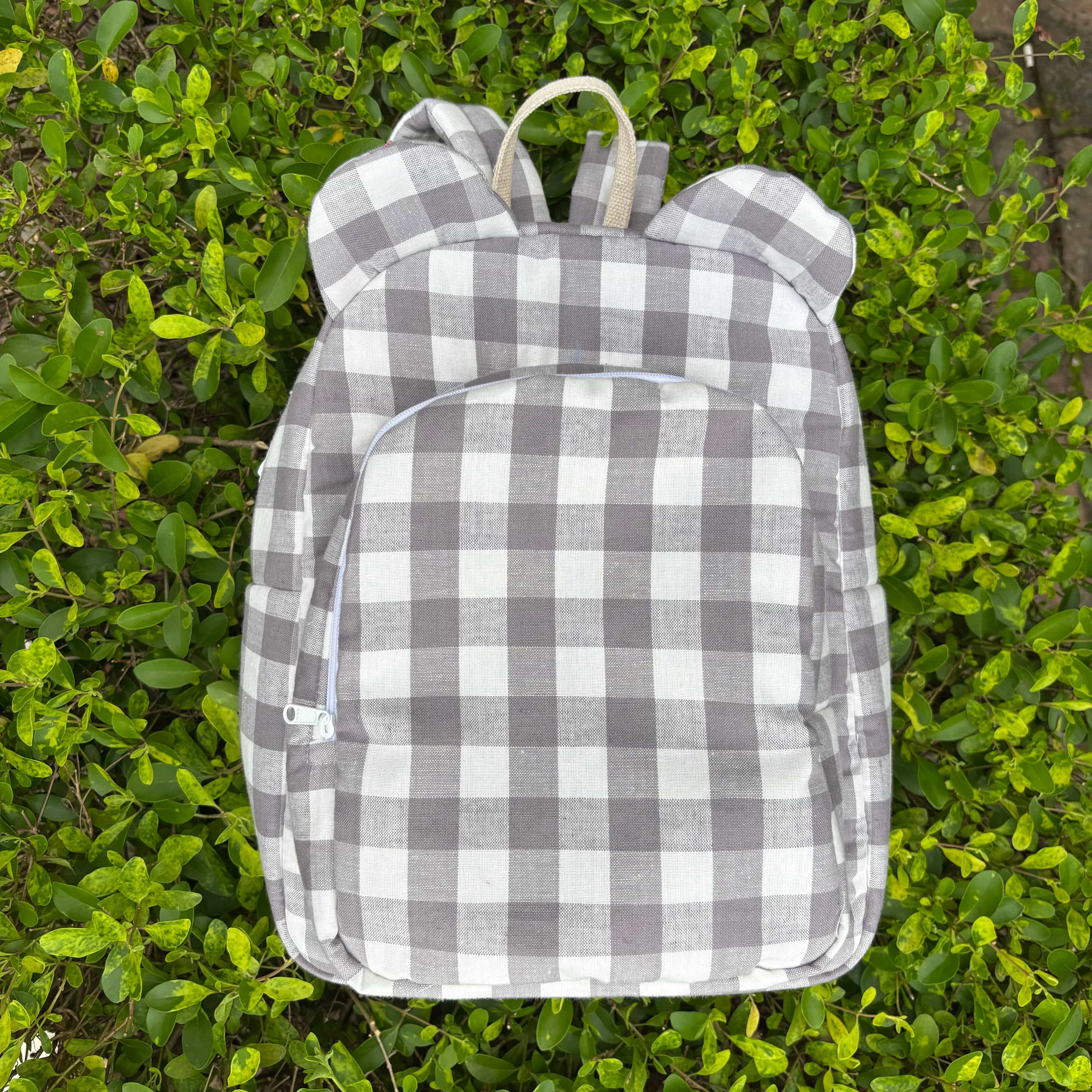 Checkaroo Personalised School Bag, Hand-Embroidered – Grey