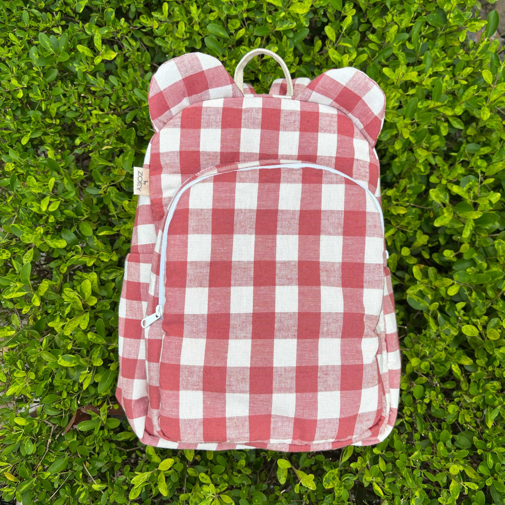 Checkaroo Personalised School Bag, Hand-Embroidered – Red