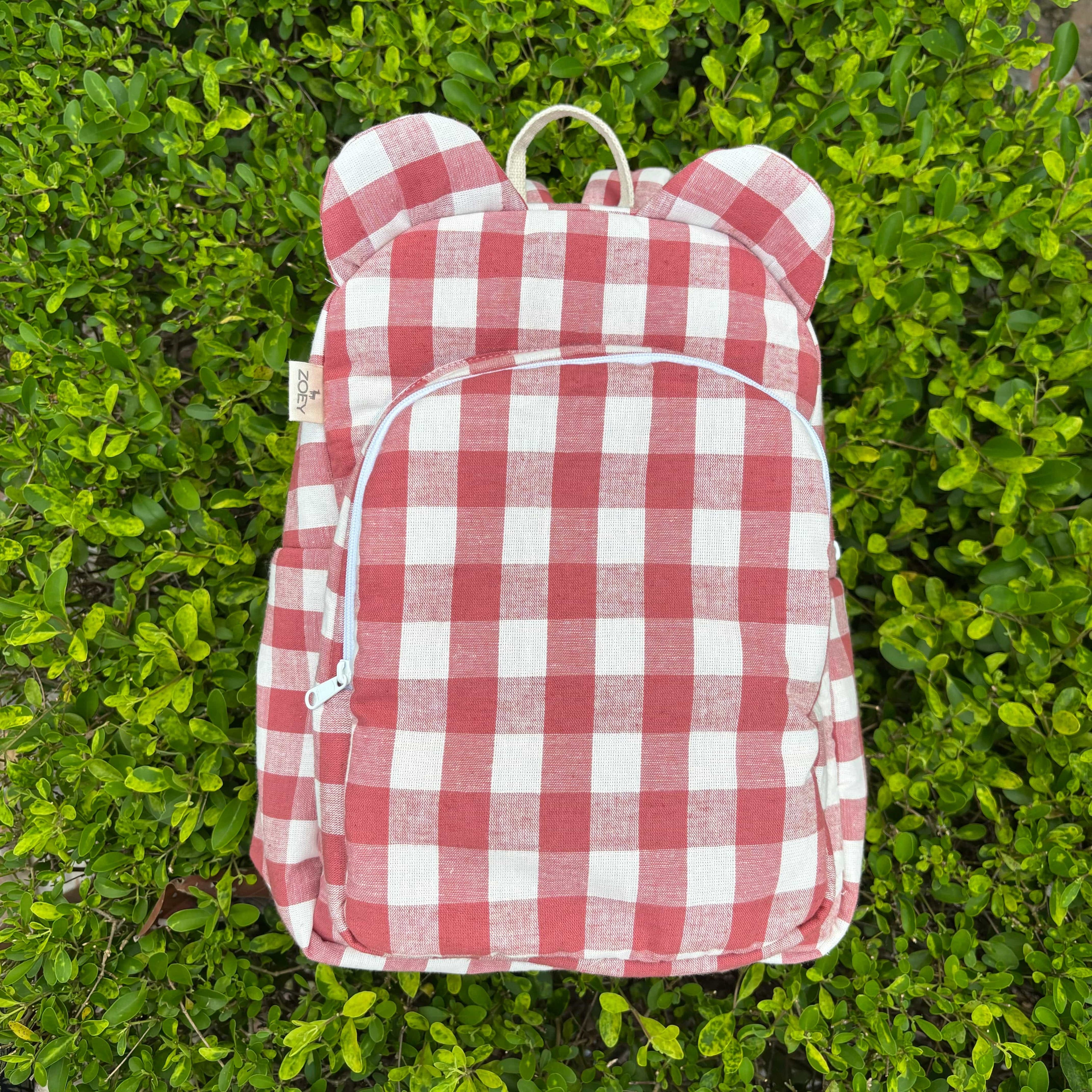 Checkaroo Personalised School Bag, Hand-Embroidered – Red