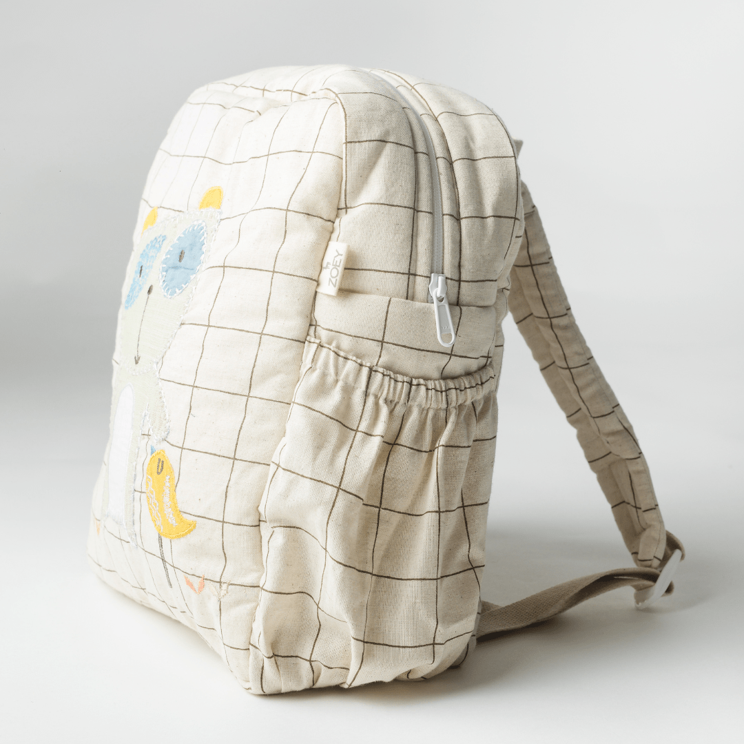 Playful Freddie Personalised School Bag, Hand-Embroidered