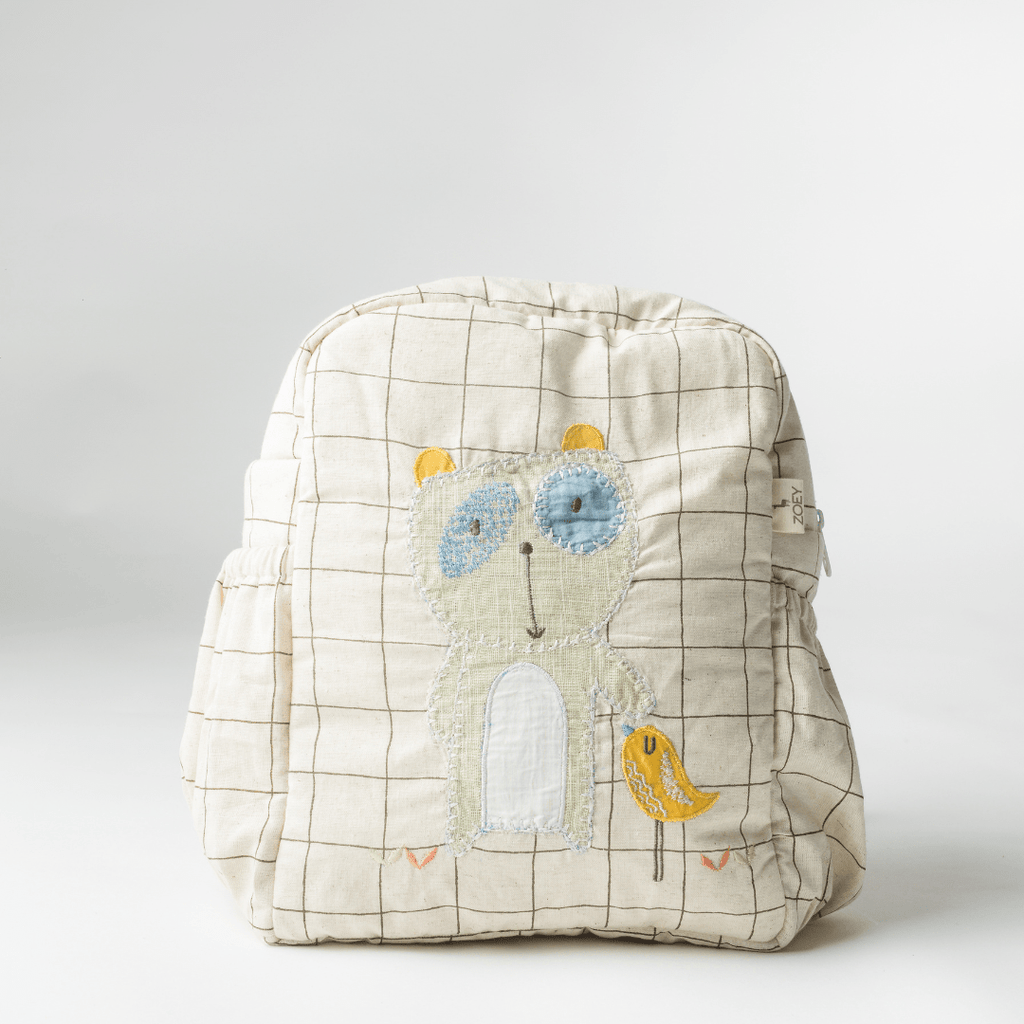 Playful Freddie Personalised School Bag, Hand-Embroidered