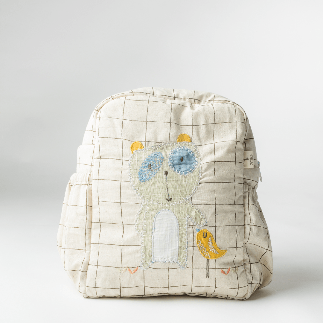 Playful Freddie Personalised School Bag, Hand-Embroidered