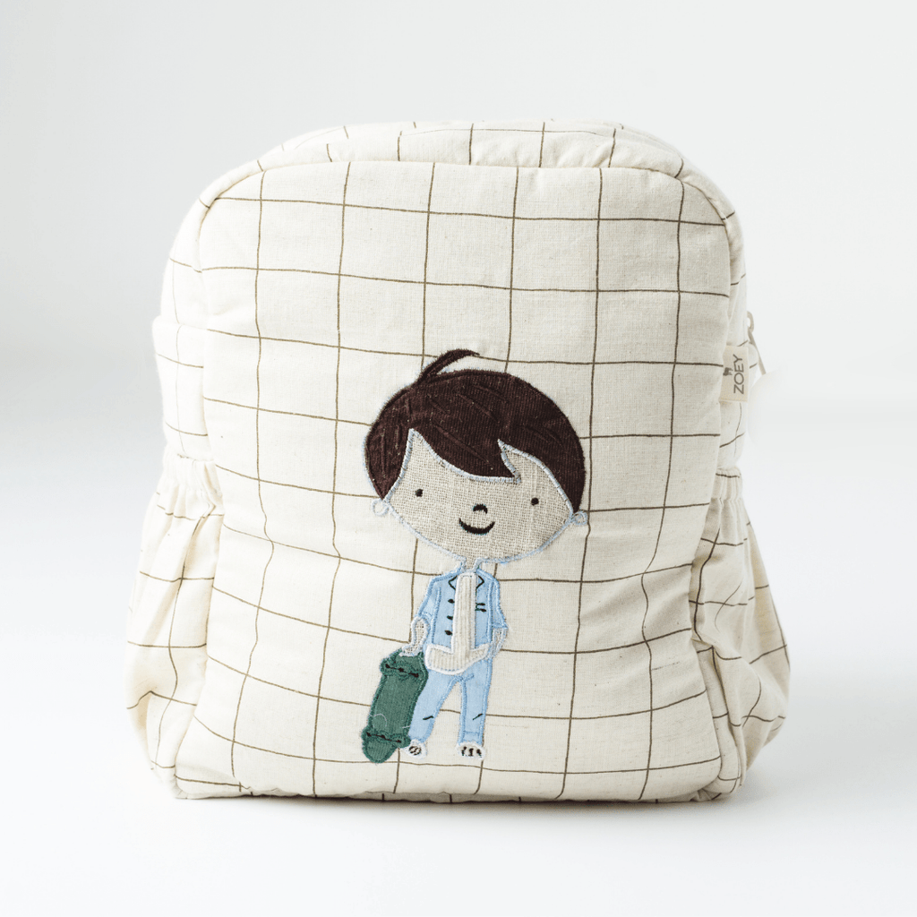 Skater Boy Personalised School Bag, Hand-Embroidered
