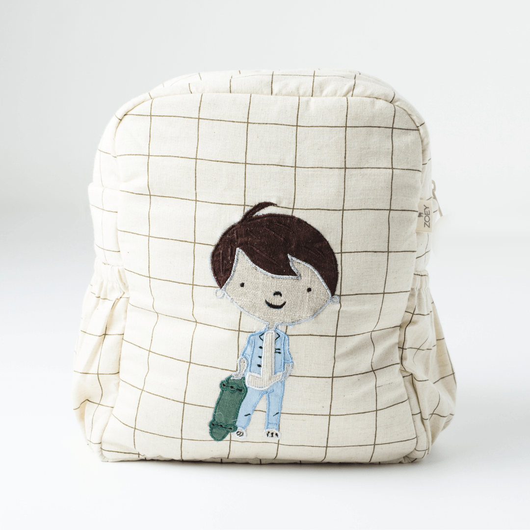 Skater Boy Personalised School Bag, Hand-Embroidered