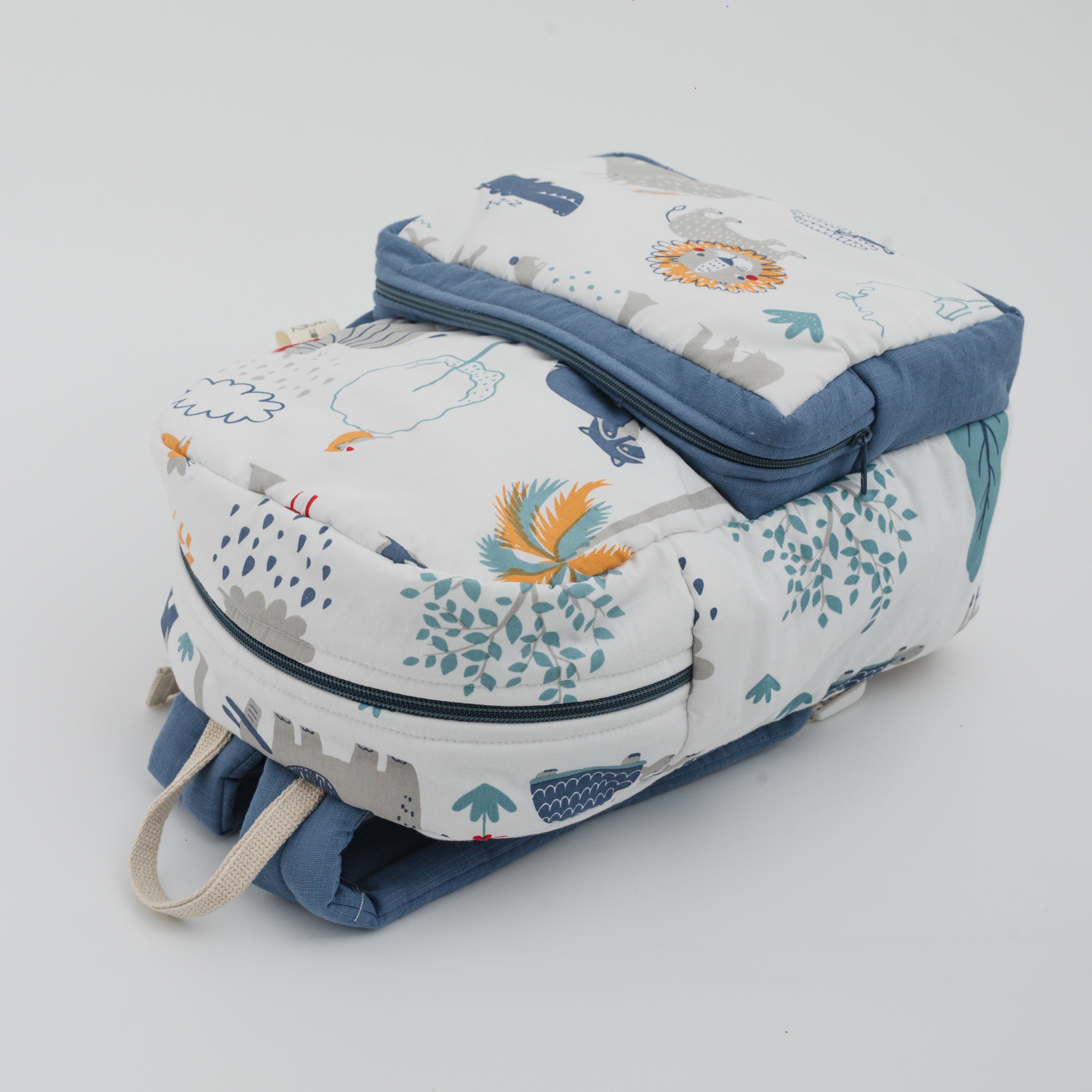 Happy Animal Tribe Personalised School Bag, Hand-Embroidered