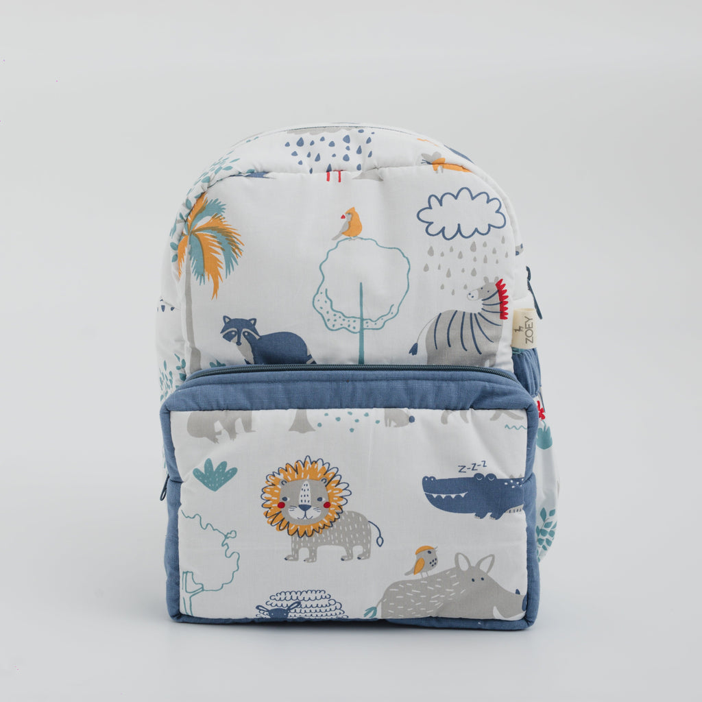 Happy Animal Tribe Personalised School Bag, Hand-Embroidered