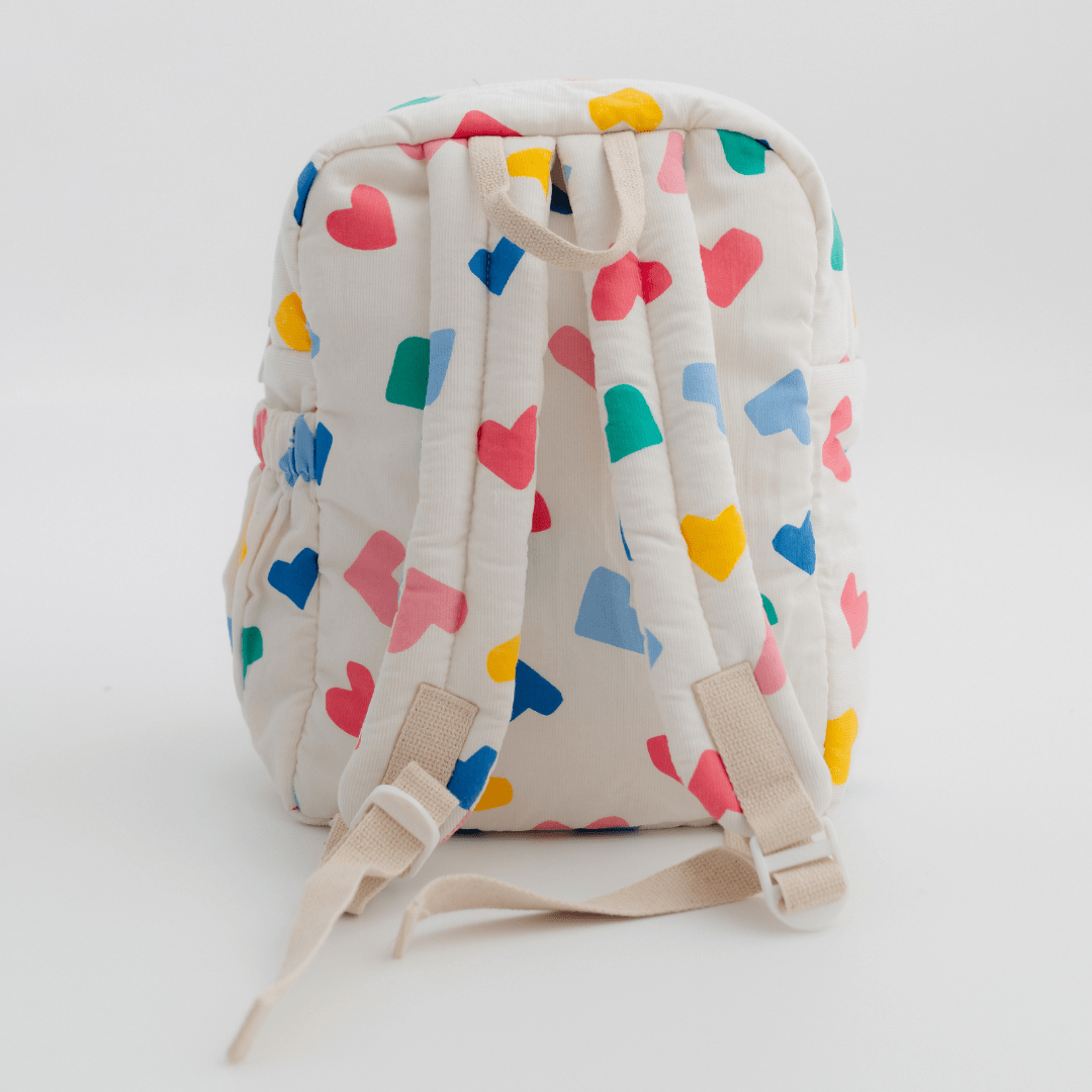 Happy Hearts Personalised School Bag, Hand-Embroidered