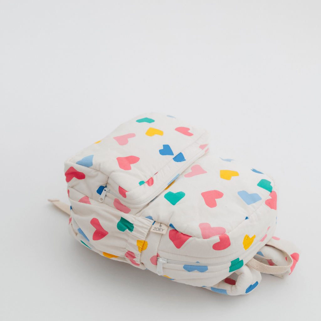 Happy Hearts Personalised School Bag, Hand-Embroidered