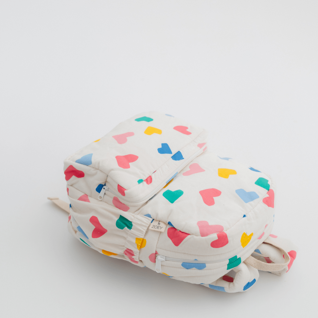 Happy Hearts Personalised School Bag, Hand-Embroidered