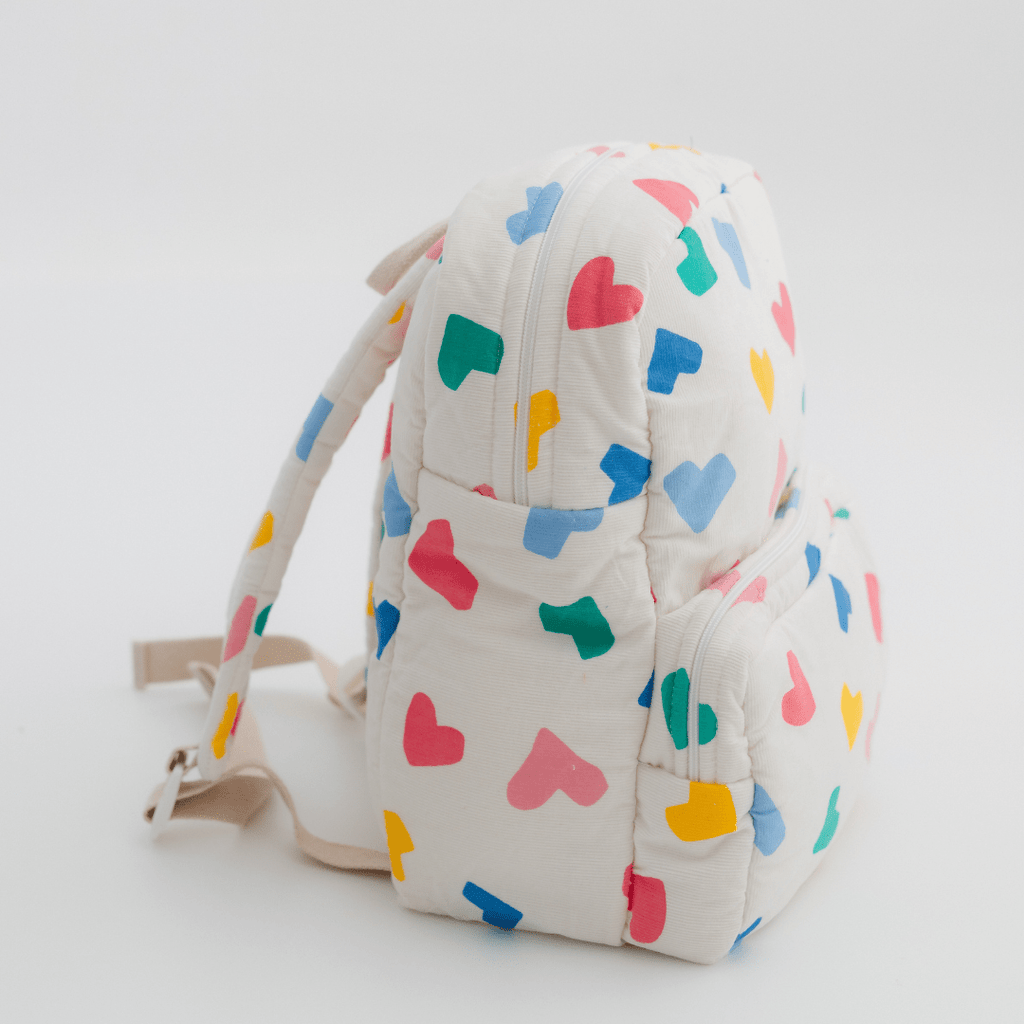Happy Hearts Personalised School Bag, Hand-Embroidered