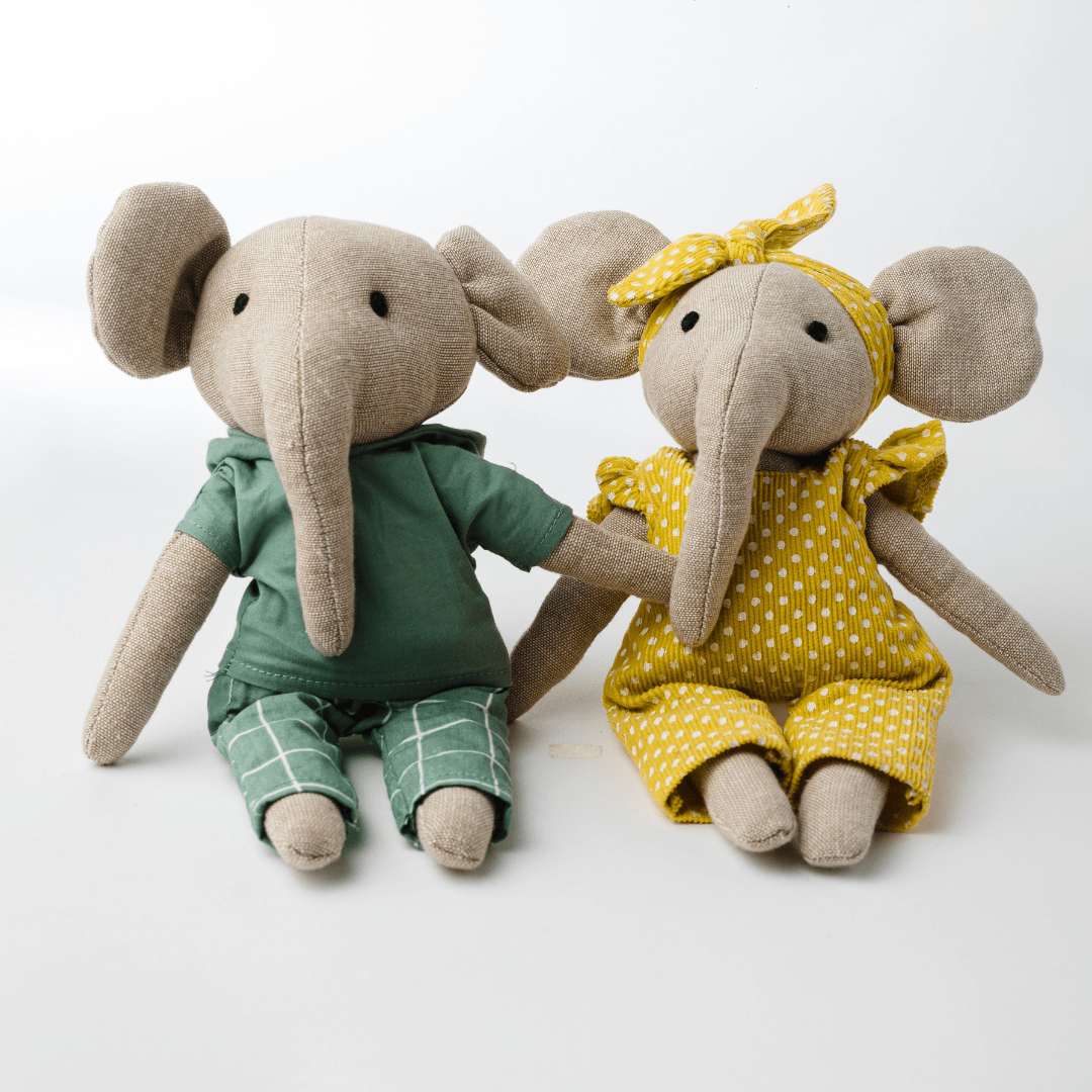 Lola & Lucas Elephant Toy Heirloom Cotton Soft Toy for Little Ones