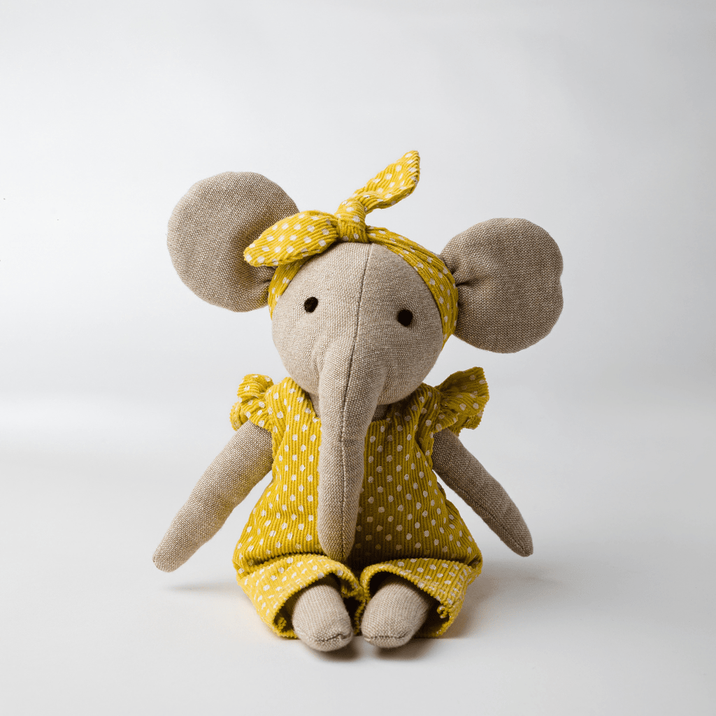 Lola & Lucas Elephant Toy Heirloom Cotton Soft Toy for Little Ones