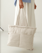 Almond Stripe Tote Nappy Bag (100% Cotton)