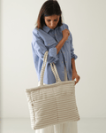 Almond Stripe Tote Nappy Bag (100% Cotton)