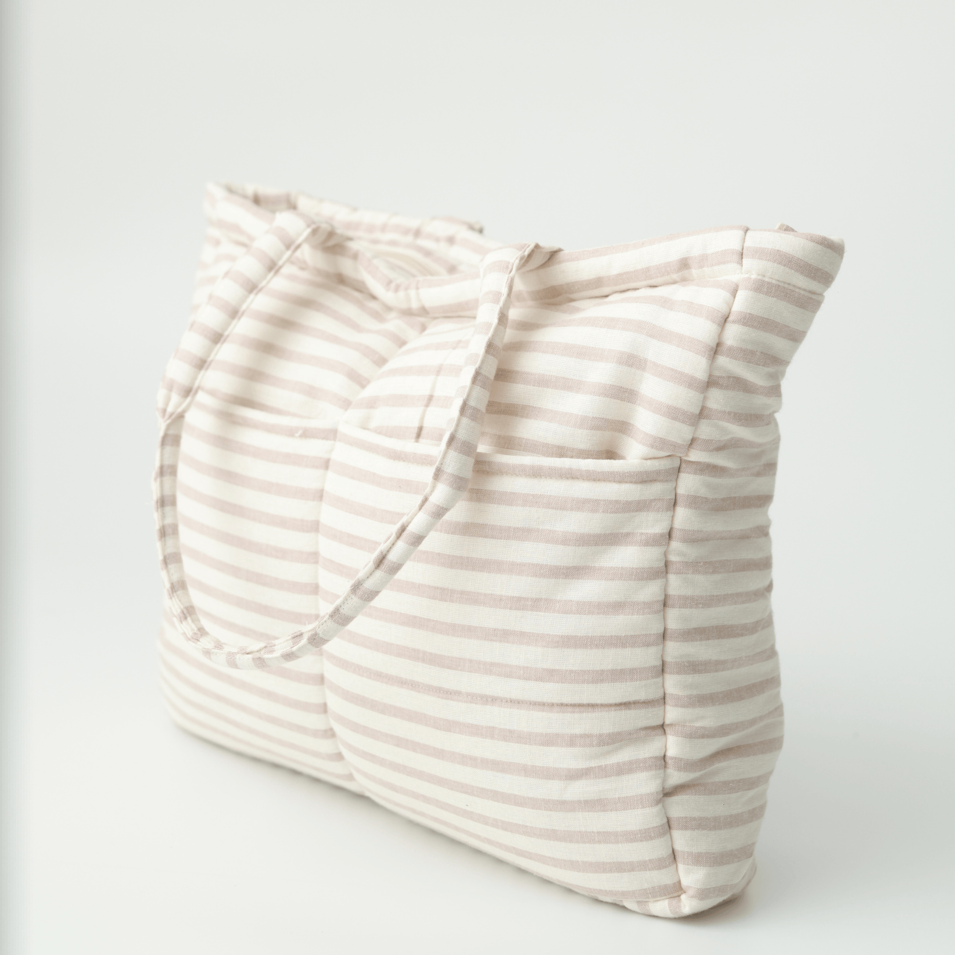 Almond Stripe Tote Nappy Bag (100% Cotton)