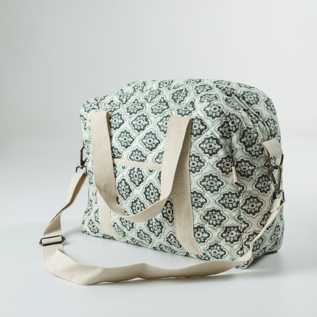 Emerald Trellis Nappy Bag (100% Cotton)