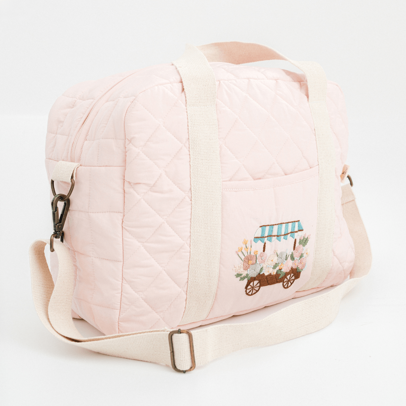 Hand Embroidered Meadow Cart Nappy Bag