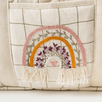 Hand Embroidered Rainbow Cotton Nappy Bag