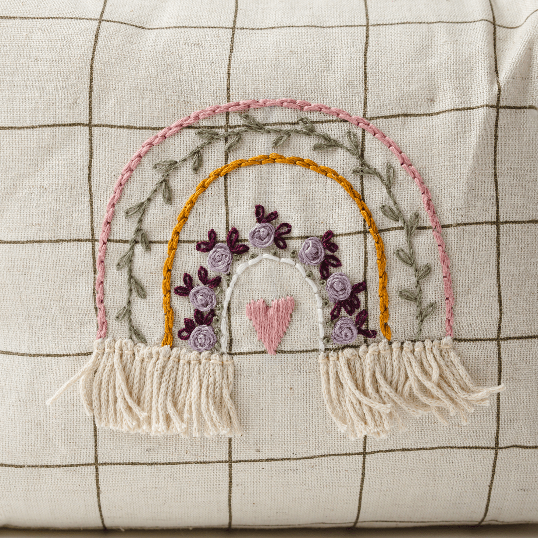 Hand Embroidered Rainbow Cotton Nappy Bag