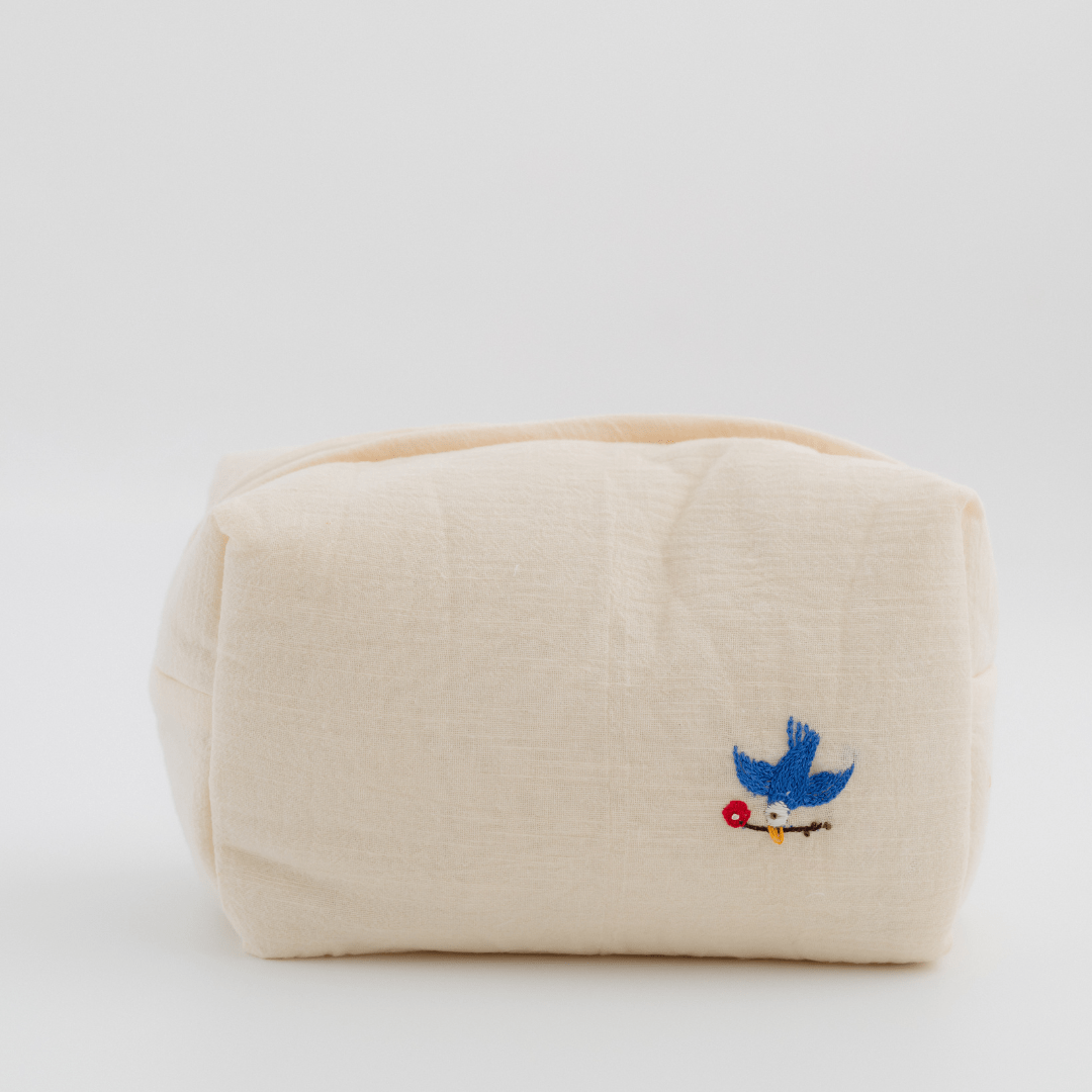 Hand Embroidered Songbirds Perch Nappy Bag (Pure Cotton)