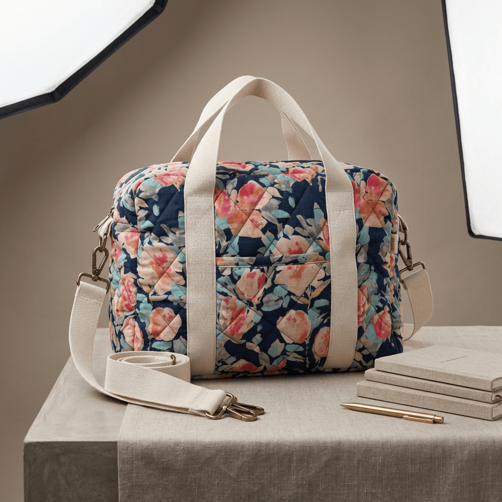 Painted Garden Carryall Quilted Nappy Bag (100% Cotton)