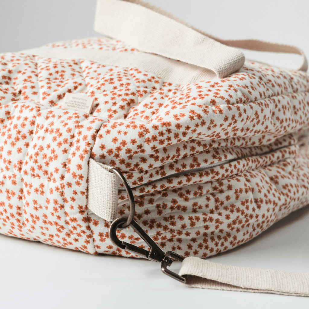 Red Velvet Yarrow Quilted Nappy Bag (100% Muslin Cotton)