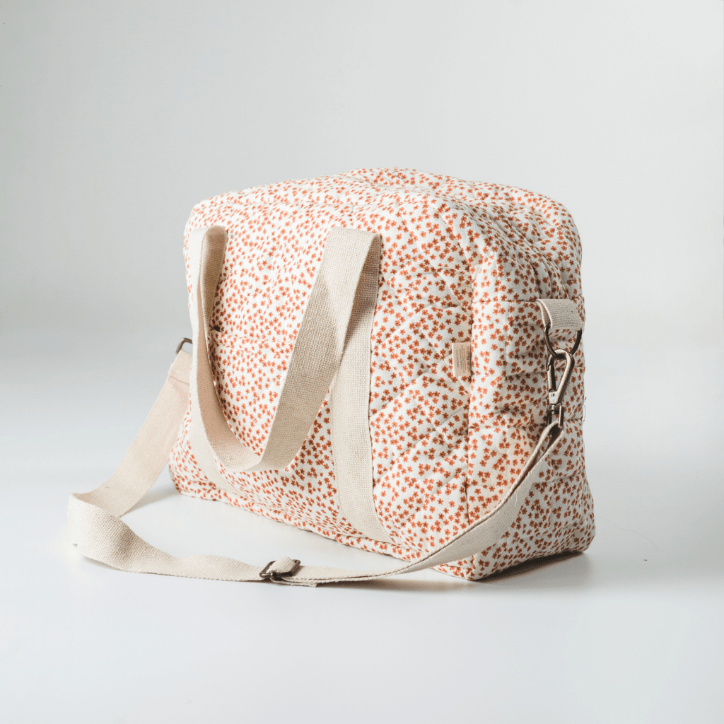 Red Velvet Yarrow Quilted Nappy Bag (100% Muslin Cotton)