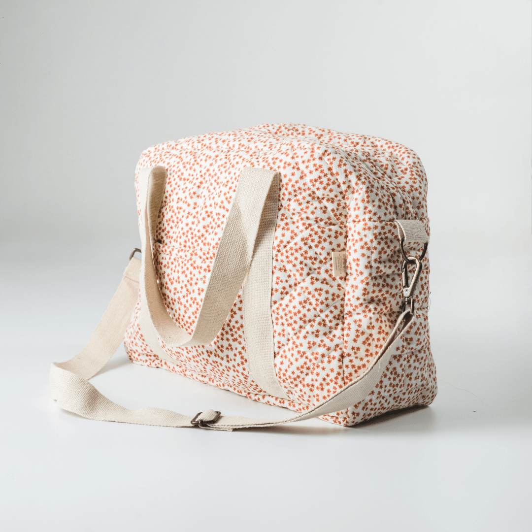 Red Velvet Yarrow Quilted Nappy Bag (100% Muslin Cotton)