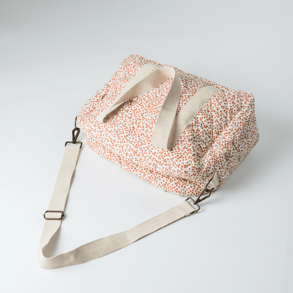 Red Velvet Yarrow Quilted Nappy Bag (100% Muslin Cotton)