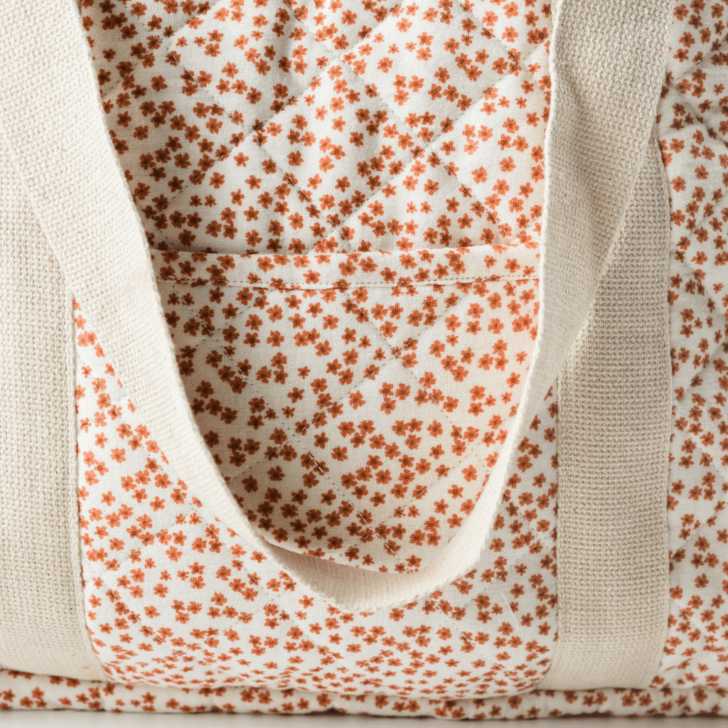 Red Velvet Yarrow Quilted Nappy Bag (100% Muslin Cotton)