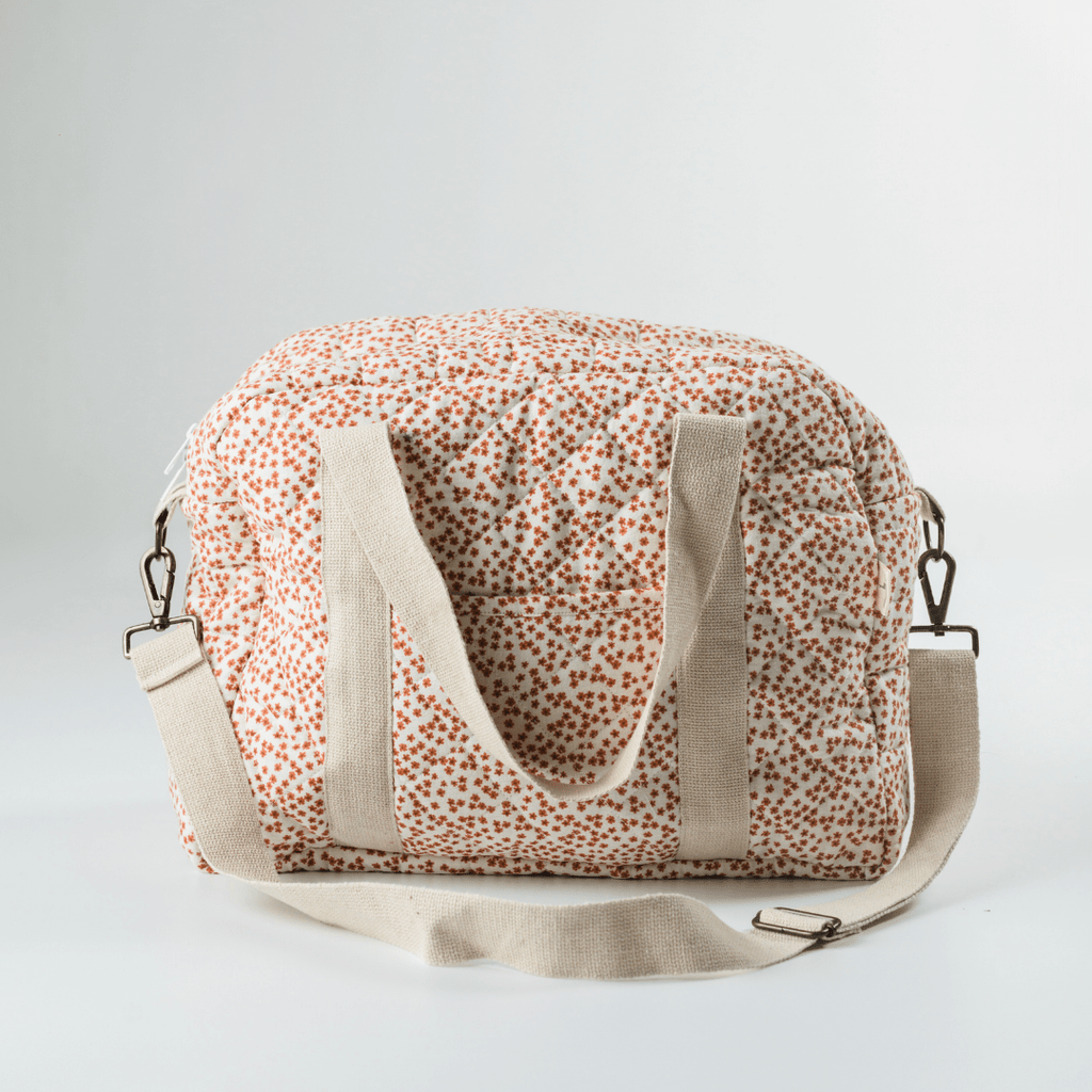 Red Velvet Yarrow Quilted Nappy Bag (100% Muslin Cotton)