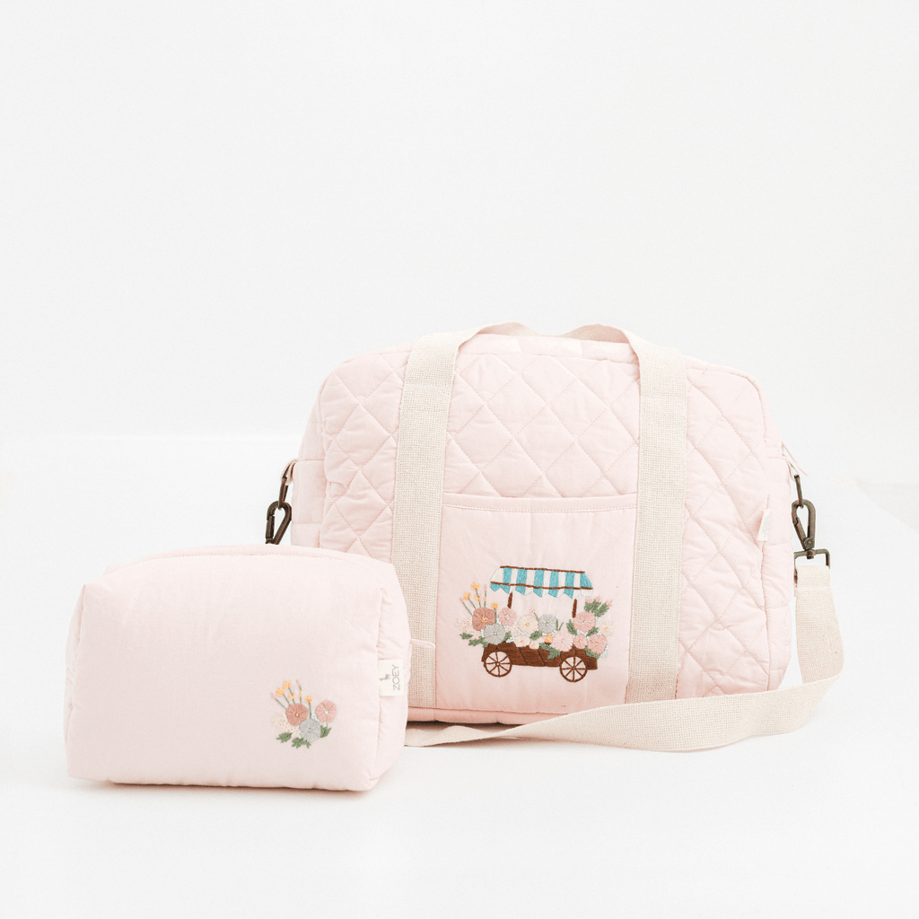 Hand Embroidered Meadow Cart Nappy Bag