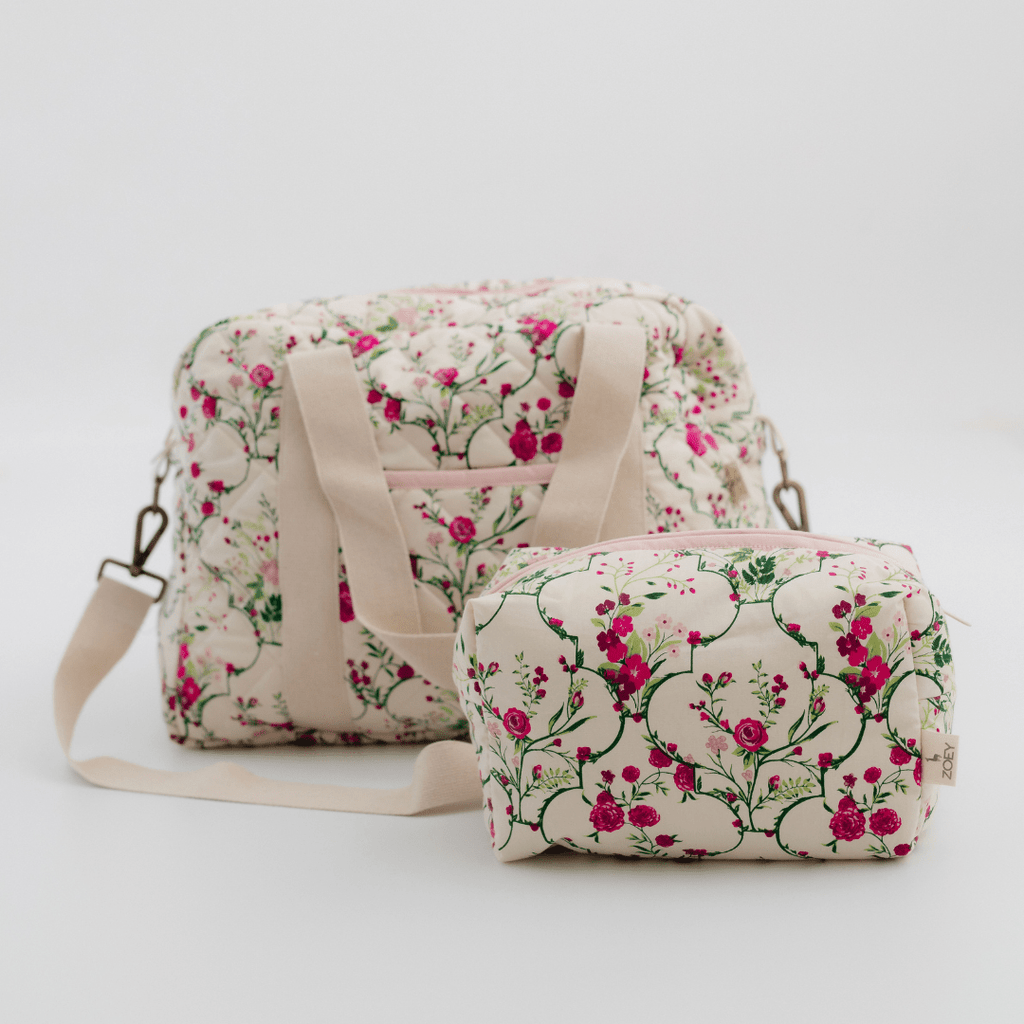 Noira Rose Carryall Quilted Nappy Bag (100% Cotton)
