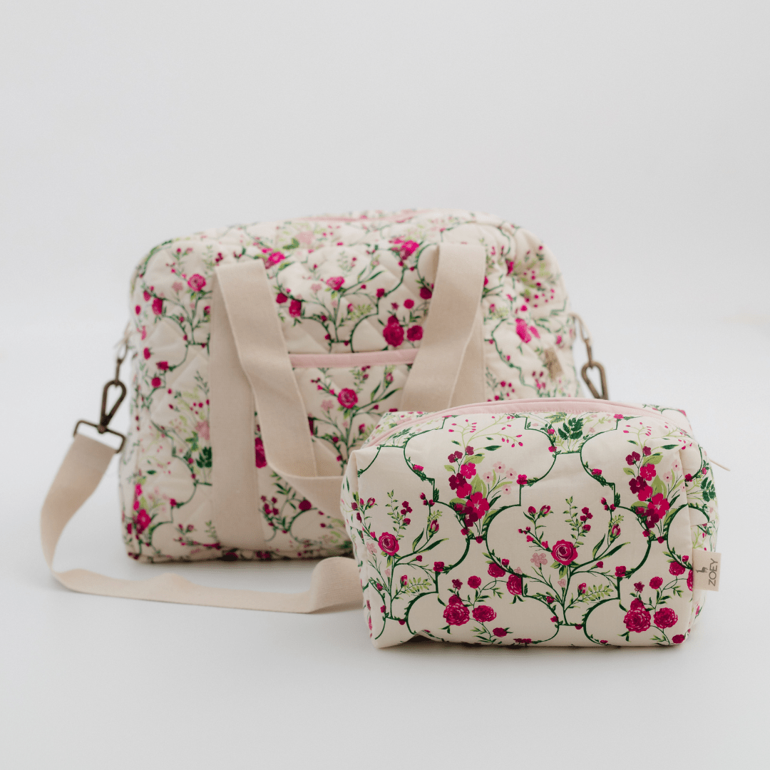 Noira Rose Carryall Quilted Nappy Bag (100% Cotton)